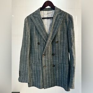 Suit Supply Green Striped Suit Jacket | Sleek and Sophisticated | Perfect Fit
